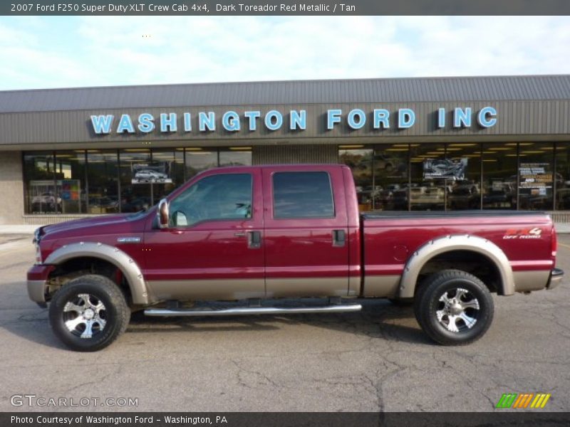 Dark Toreador Red Metallic / Tan 2007 Ford F250 Super Duty XLT Crew Cab 4x4