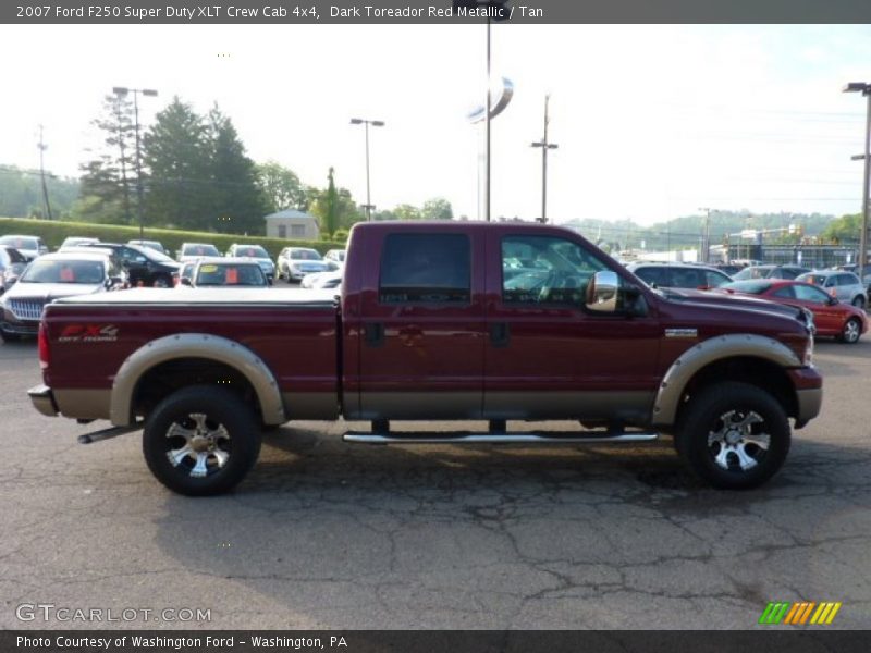 Dark Toreador Red Metallic / Tan 2007 Ford F250 Super Duty XLT Crew Cab 4x4