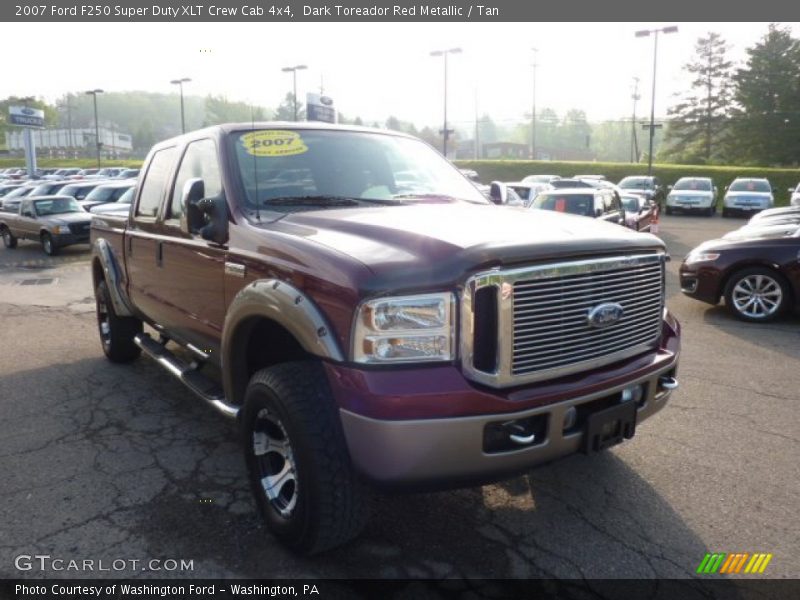 Dark Toreador Red Metallic / Tan 2007 Ford F250 Super Duty XLT Crew Cab 4x4