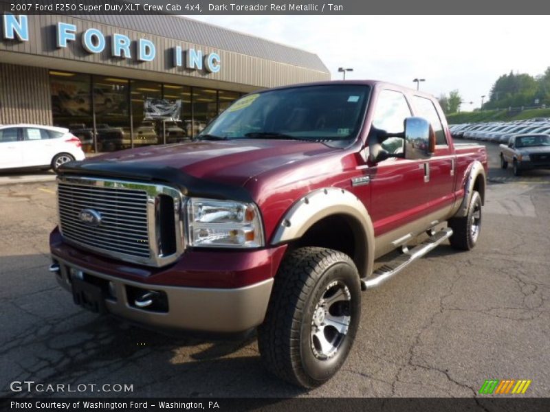 Dark Toreador Red Metallic / Tan 2007 Ford F250 Super Duty XLT Crew Cab 4x4