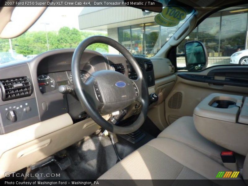 Dark Toreador Red Metallic / Tan 2007 Ford F250 Super Duty XLT Crew Cab 4x4