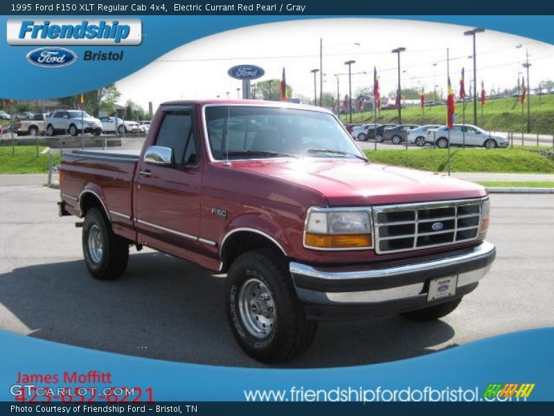 Electric Currant Red Pearl / Gray 1995 Ford F150 XLT Regular Cab 4x4