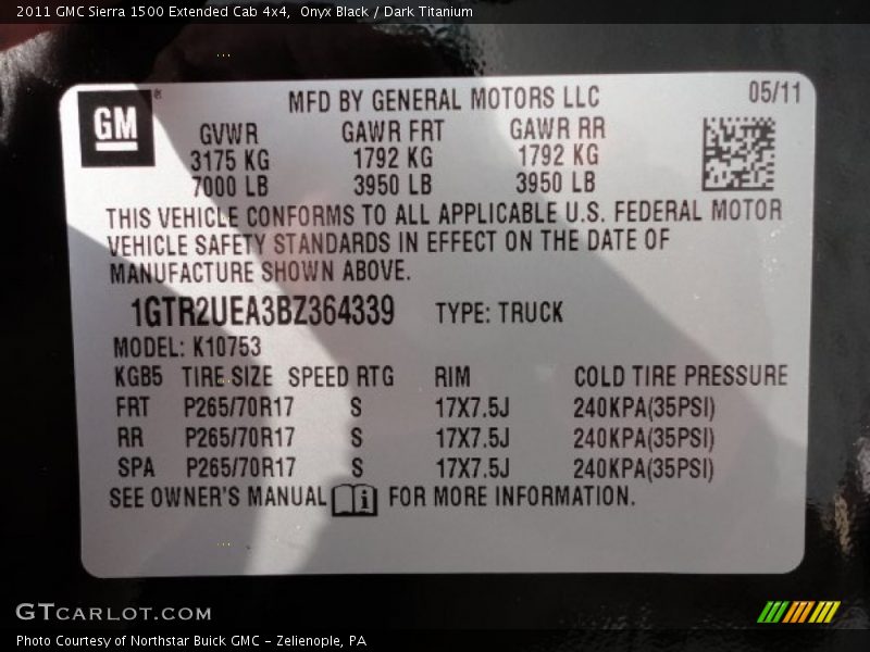 Onyx Black / Dark Titanium 2011 GMC Sierra 1500 Extended Cab 4x4