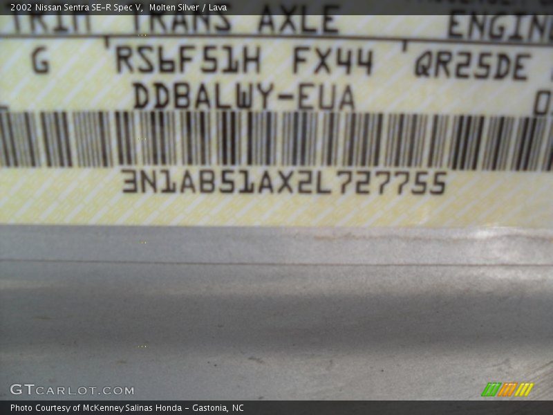 Molten Silver / Lava 2002 Nissan Sentra SE-R Spec V