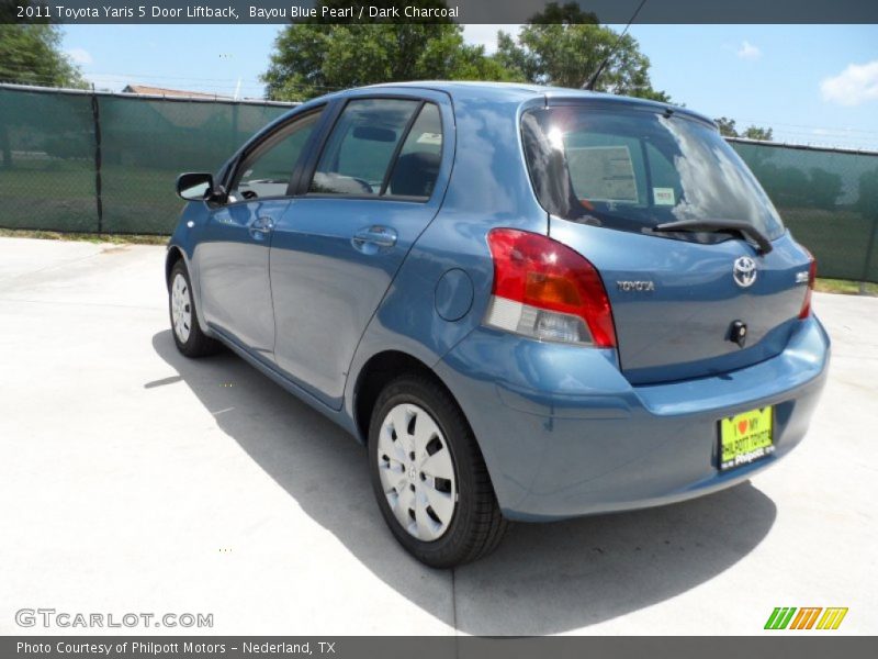 Bayou Blue Pearl / Dark Charcoal 2011 Toyota Yaris 5 Door Liftback