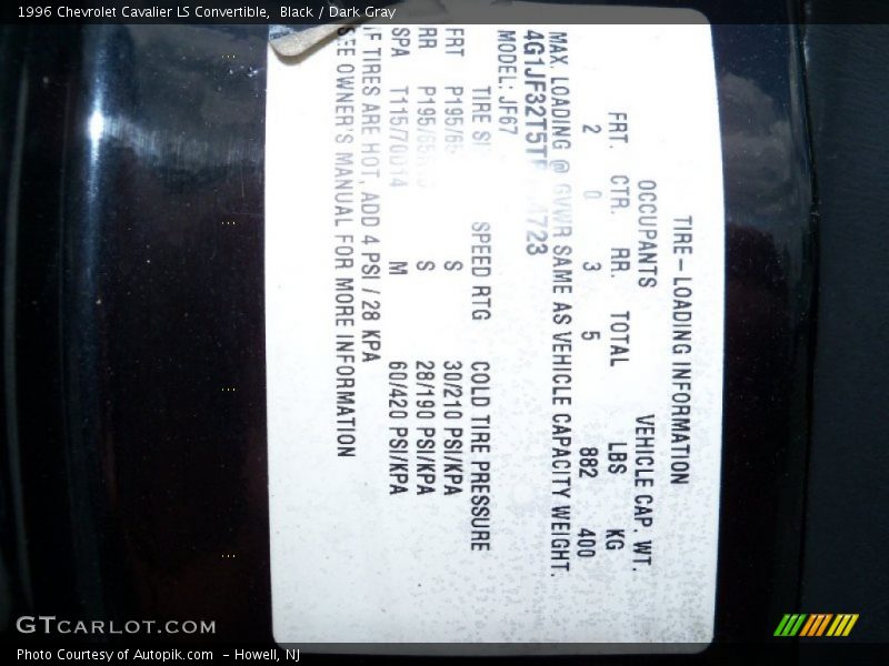 Black / Dark Gray 1996 Chevrolet Cavalier LS Convertible