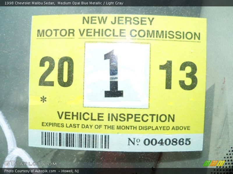 Medium Opal Blue Metallic / Light Gray 1998 Chevrolet Malibu Sedan