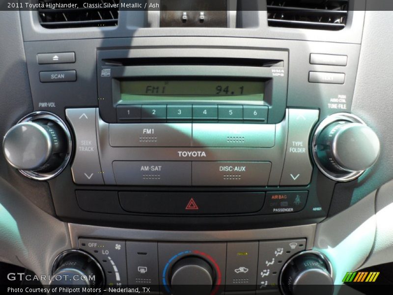Controls of 2011 Highlander 