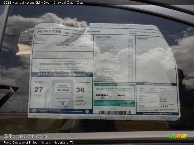 2011 Accent GLS 4 Door Window Sticker