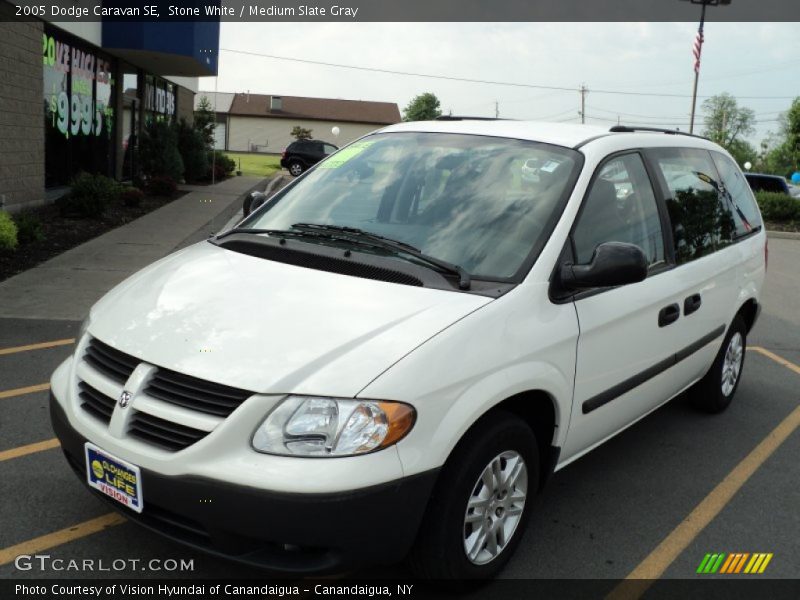 Stone White / Medium Slate Gray 2005 Dodge Caravan SE