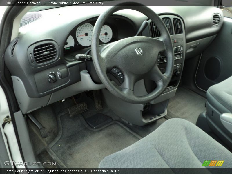 Stone White / Medium Slate Gray 2005 Dodge Caravan SE