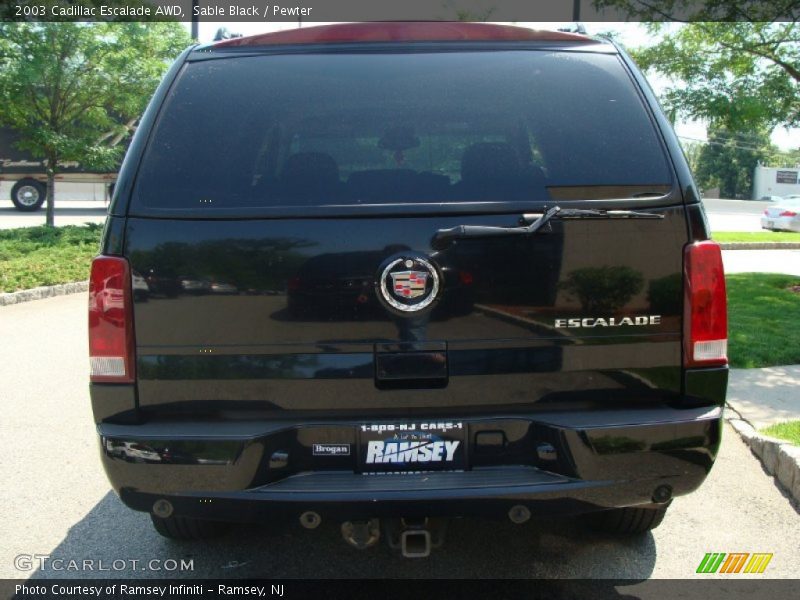Sable Black / Pewter 2003 Cadillac Escalade AWD