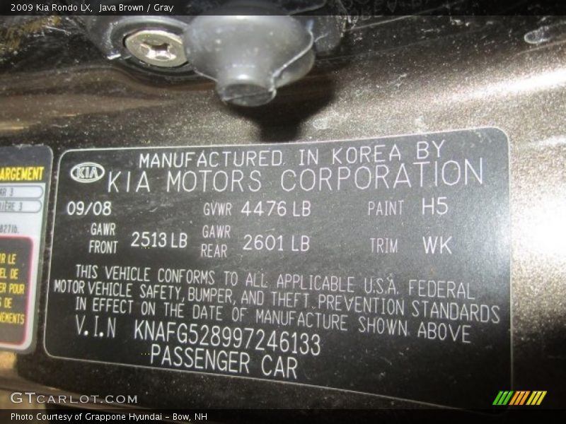 Java Brown / Gray 2009 Kia Rondo LX
