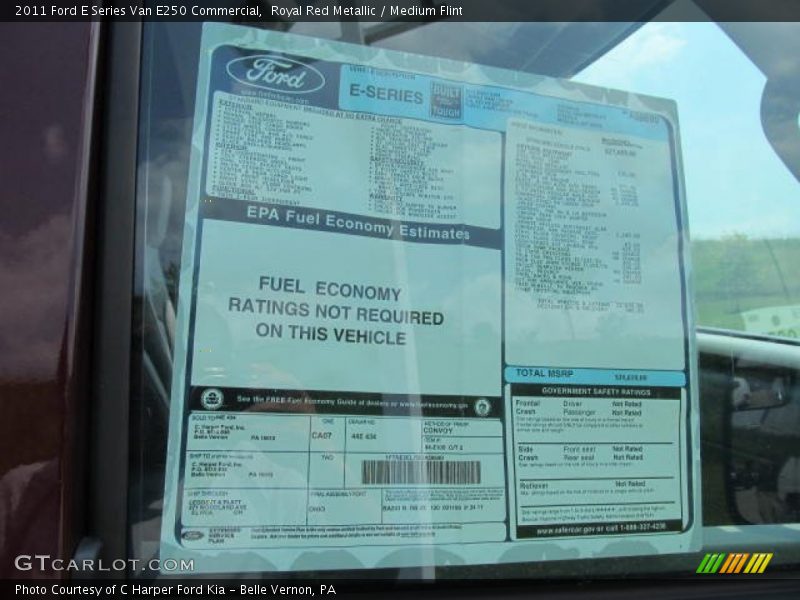  2011 E Series Van E250 Commercial Window Sticker