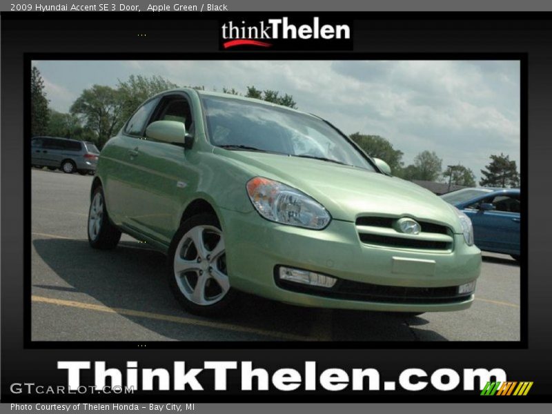 Apple Green / Black 2009 Hyundai Accent SE 3 Door
