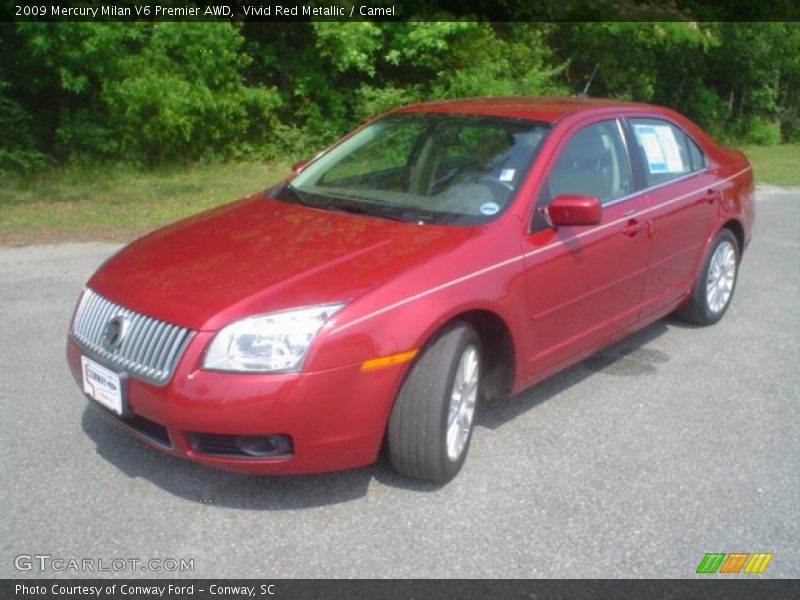 Vivid Red Metallic / Camel 2009 Mercury Milan V6 Premier AWD