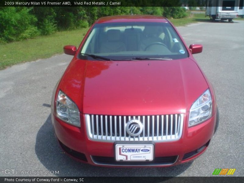 Vivid Red Metallic / Camel 2009 Mercury Milan V6 Premier AWD