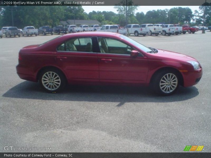 Vivid Red Metallic / Camel 2009 Mercury Milan V6 Premier AWD
