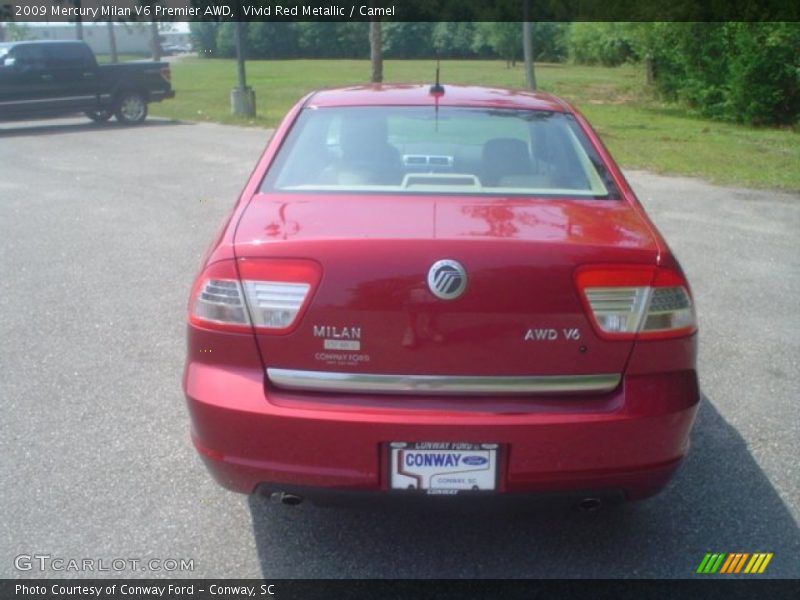 Vivid Red Metallic / Camel 2009 Mercury Milan V6 Premier AWD