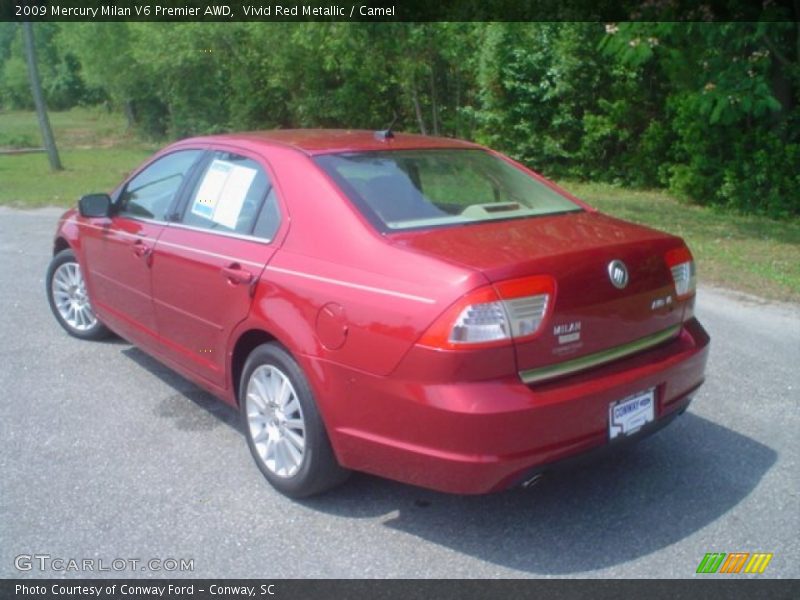 Vivid Red Metallic / Camel 2009 Mercury Milan V6 Premier AWD