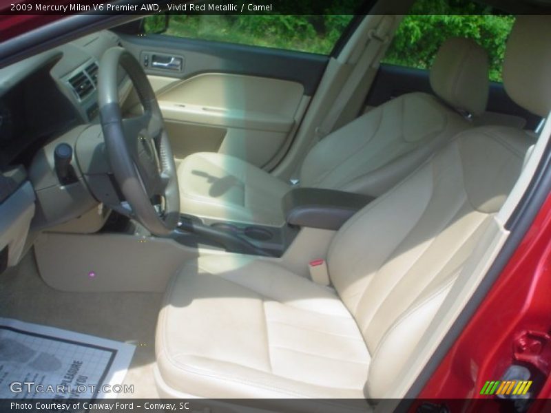 Vivid Red Metallic / Camel 2009 Mercury Milan V6 Premier AWD