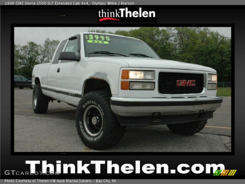 Olympic White / Maroon 1996 GMC Sierra 1500 SLT Extended Cab 4x4