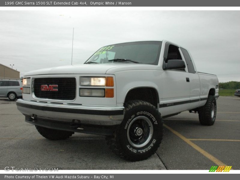 Olympic White / Maroon 1996 GMC Sierra 1500 SLT Extended Cab 4x4