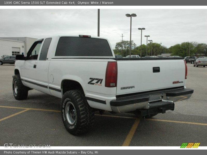 Olympic White / Maroon 1996 GMC Sierra 1500 SLT Extended Cab 4x4