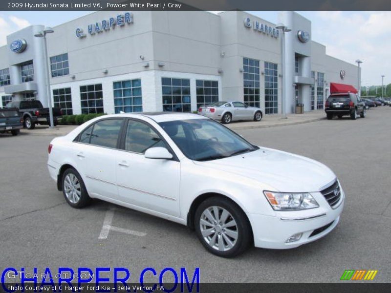 Powder White Pearl / Gray 2009 Hyundai Sonata Limited V6