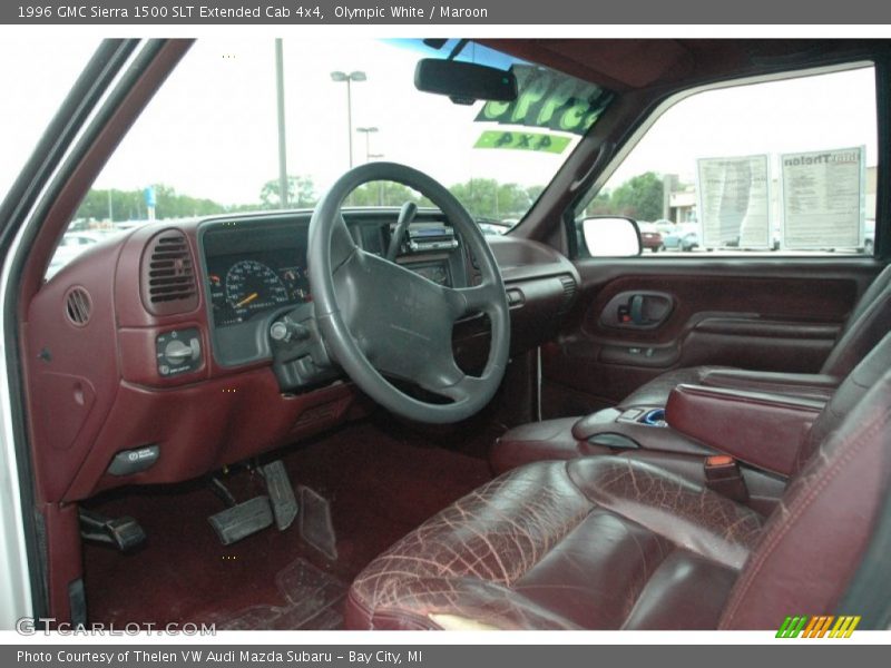 Olympic White / Maroon 1996 GMC Sierra 1500 SLT Extended Cab 4x4