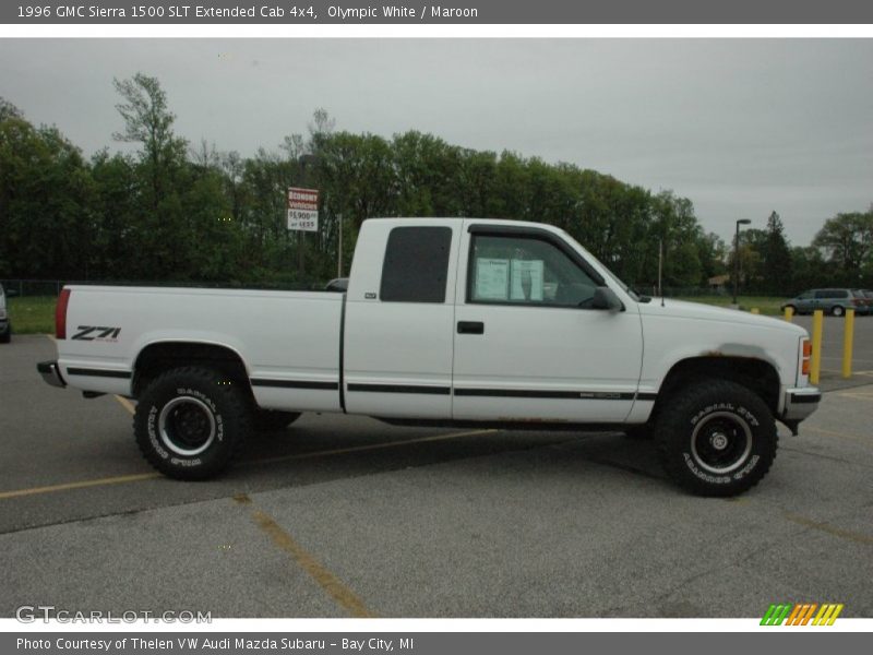 Olympic White / Maroon 1996 GMC Sierra 1500 SLT Extended Cab 4x4