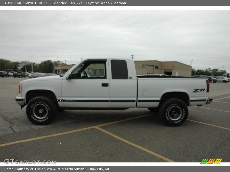 Olympic White / Maroon 1996 GMC Sierra 1500 SLT Extended Cab 4x4