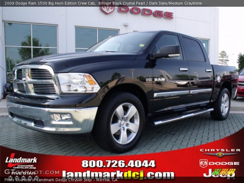 Brilliant Black Crystal Pearl / Dark Slate/Medium Graystone 2009 Dodge Ram 1500 Big Horn Edition Crew Cab
