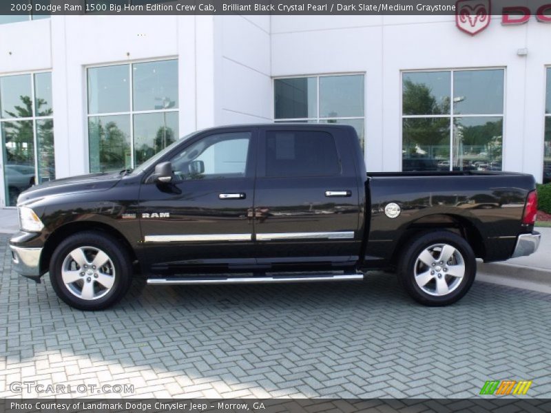 Brilliant Black Crystal Pearl / Dark Slate/Medium Graystone 2009 Dodge Ram 1500 Big Horn Edition Crew Cab