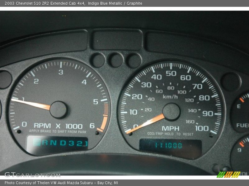 Indigo Blue Metallic / Graphite 2003 Chevrolet S10 ZR2 Extended Cab 4x4