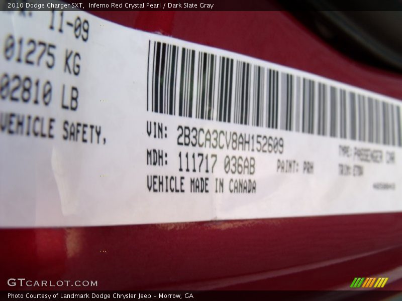 Inferno Red Crystal Pearl / Dark Slate Gray 2010 Dodge Charger SXT