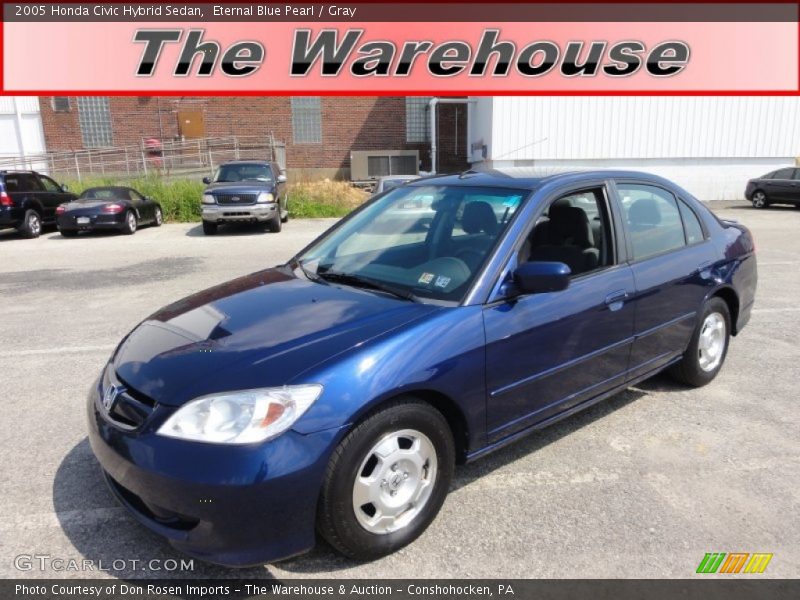 Eternal Blue Pearl / Gray 2005 Honda Civic Hybrid Sedan