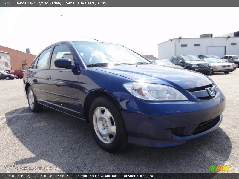 Eternal Blue Pearl / Gray 2005 Honda Civic Hybrid Sedan