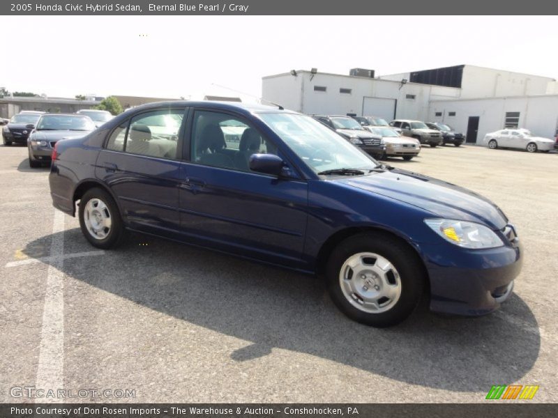 Eternal Blue Pearl / Gray 2005 Honda Civic Hybrid Sedan