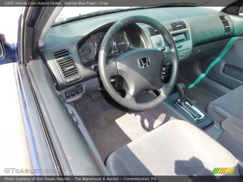 Eternal Blue Pearl / Gray 2005 Honda Civic Hybrid Sedan
