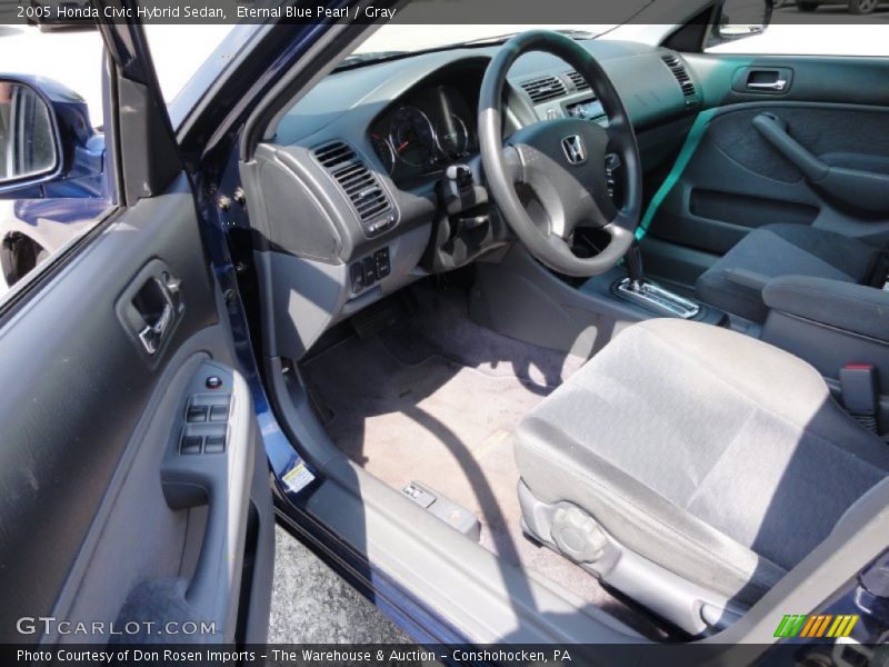 Eternal Blue Pearl / Gray 2005 Honda Civic Hybrid Sedan