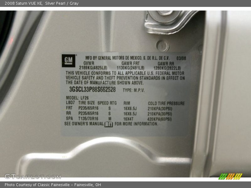 Silver Pearl / Gray 2008 Saturn VUE XE