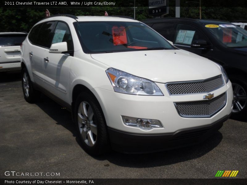 White / Light Gray/Ebony 2011 Chevrolet Traverse LTZ AWD