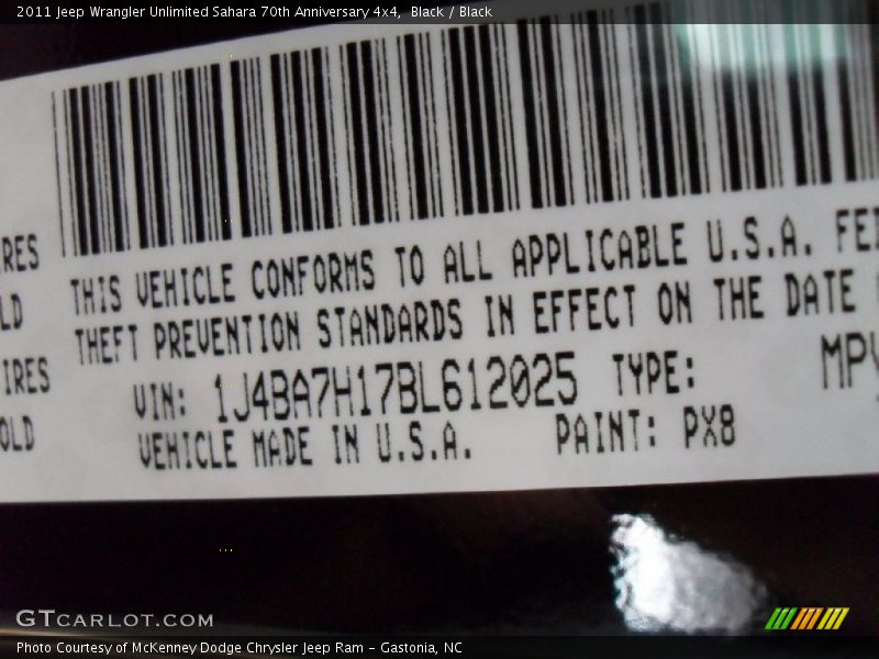 Black / Black 2011 Jeep Wrangler Unlimited Sahara 70th Anniversary 4x4