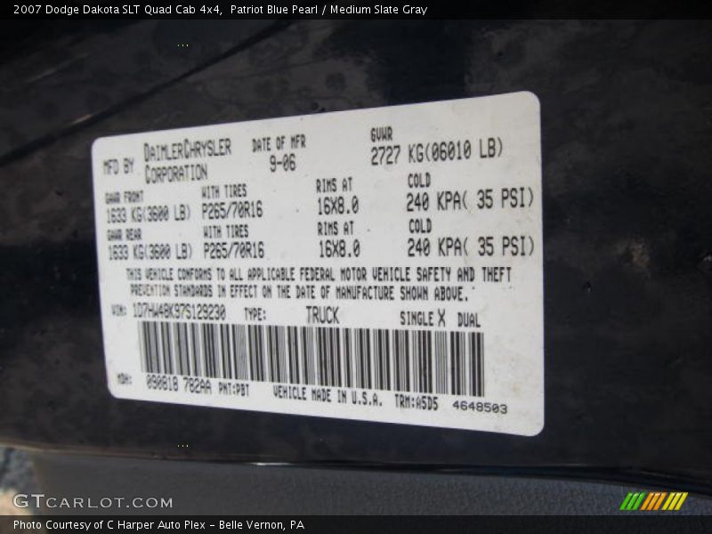 Patriot Blue Pearl / Medium Slate Gray 2007 Dodge Dakota SLT Quad Cab 4x4