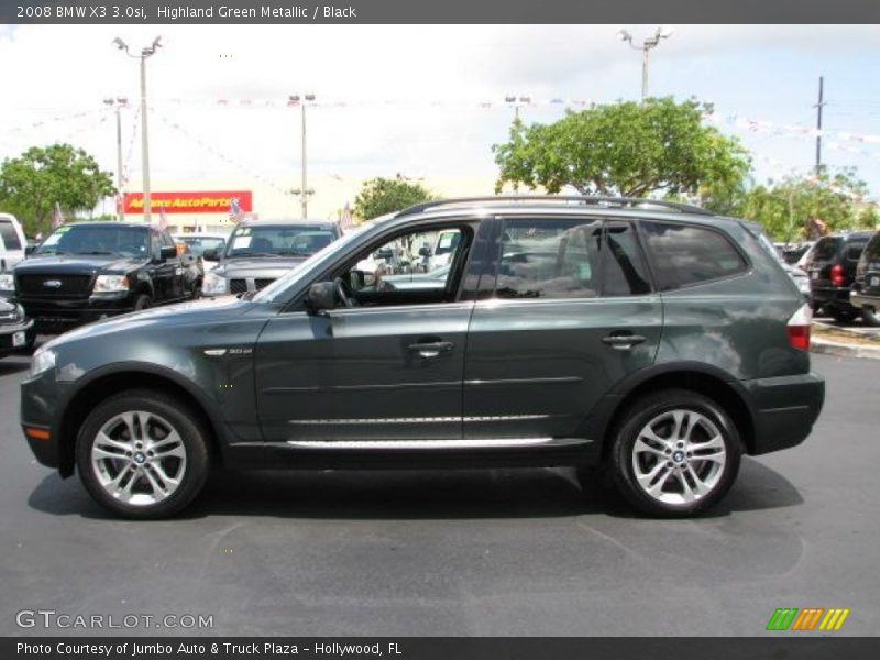 Highland Green Metallic / Black 2008 BMW X3 3.0si