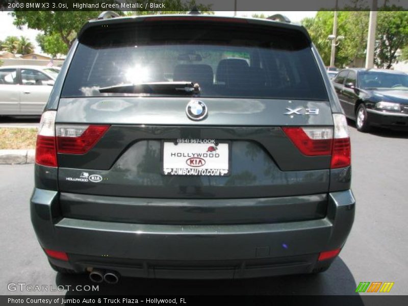 Highland Green Metallic / Black 2008 BMW X3 3.0si