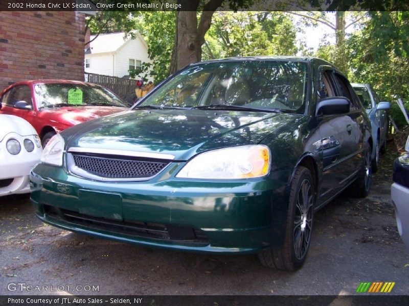 Clover Green Metallic / Beige 2002 Honda Civic LX Sedan