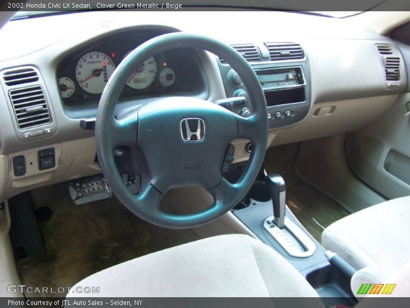 Clover Green Metallic / Beige 2002 Honda Civic LX Sedan