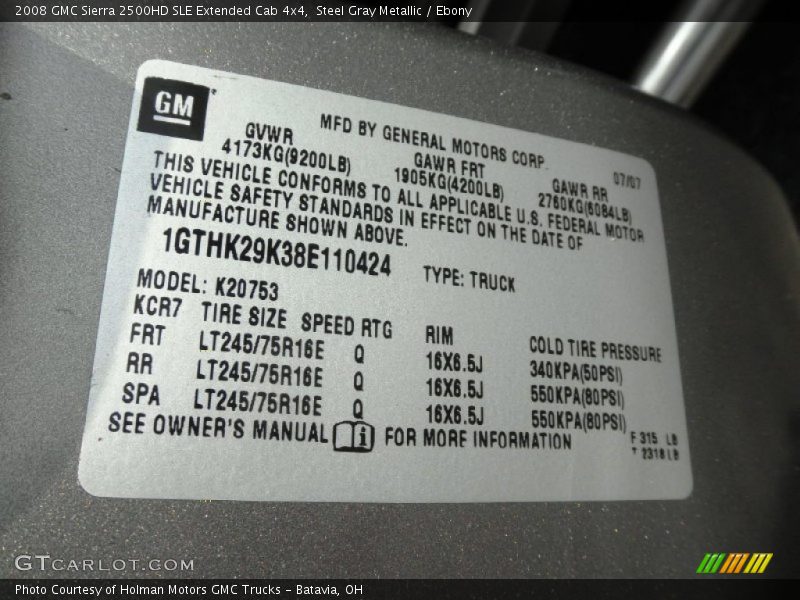 Steel Gray Metallic / Ebony 2008 GMC Sierra 2500HD SLE Extended Cab 4x4